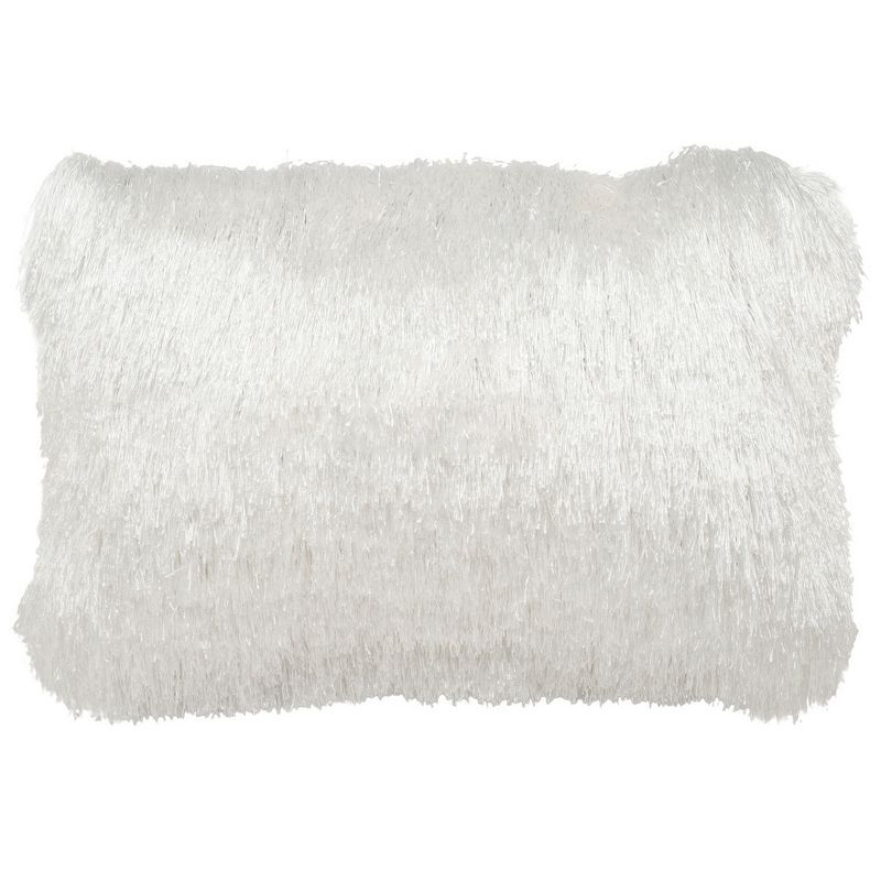 Pearl White 12" x 20" Contemporary Shag Indoor/Outdoor Pillow