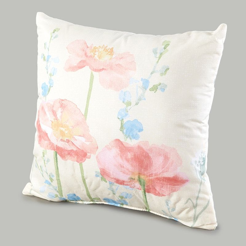 Floral Watercolor Print Polyester Square Throw Pillow