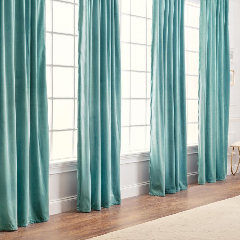 Sage Velvet Blackout Window Curtain Panels, 52" x 84"