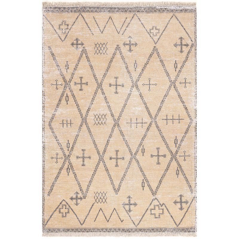 Handmade Trellis Charm Rectangular Wool-Blend 5' x 8' Rug in Beige