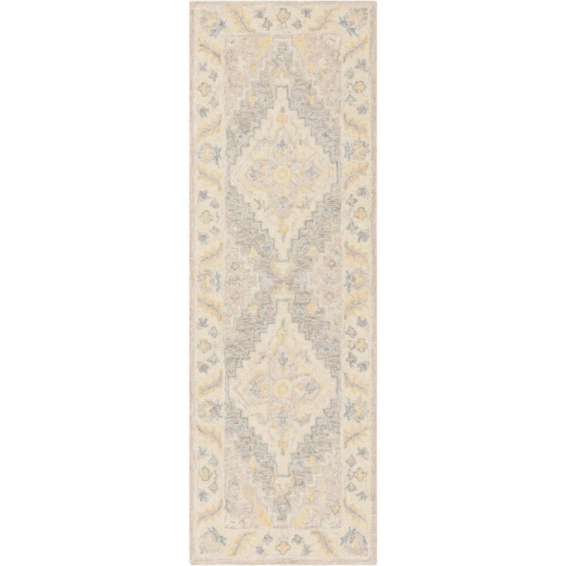 Beige and Gray Hand-Tufted Wool Runner Rug