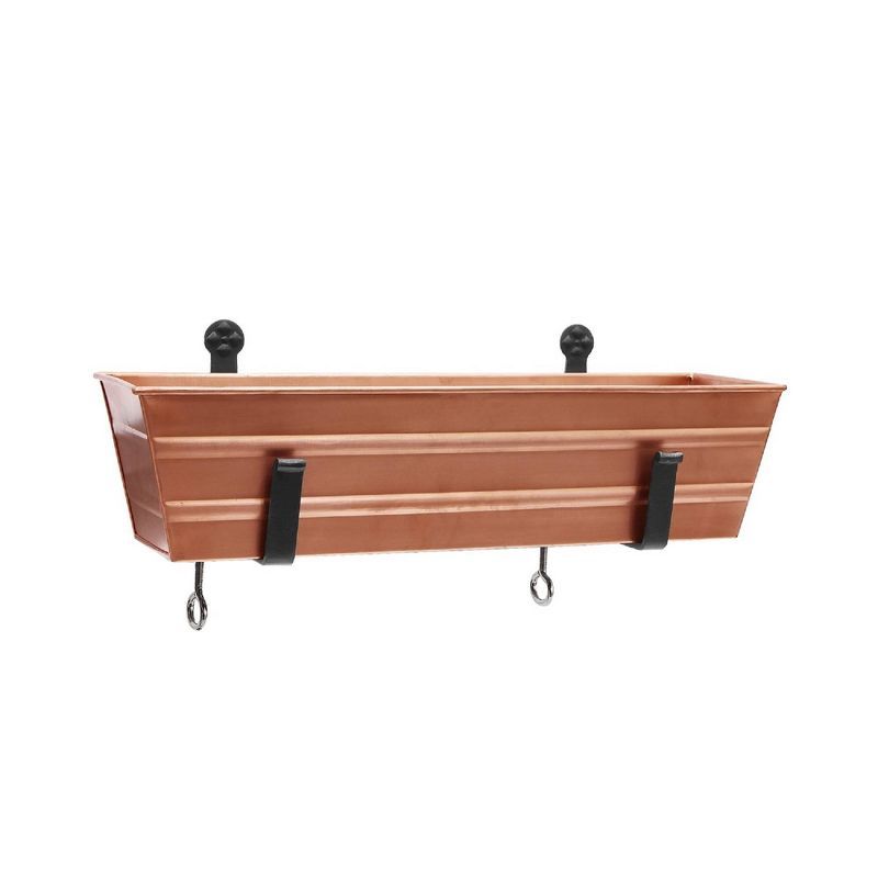 Small Copper Plated Flower Box with Black Iron Brackets