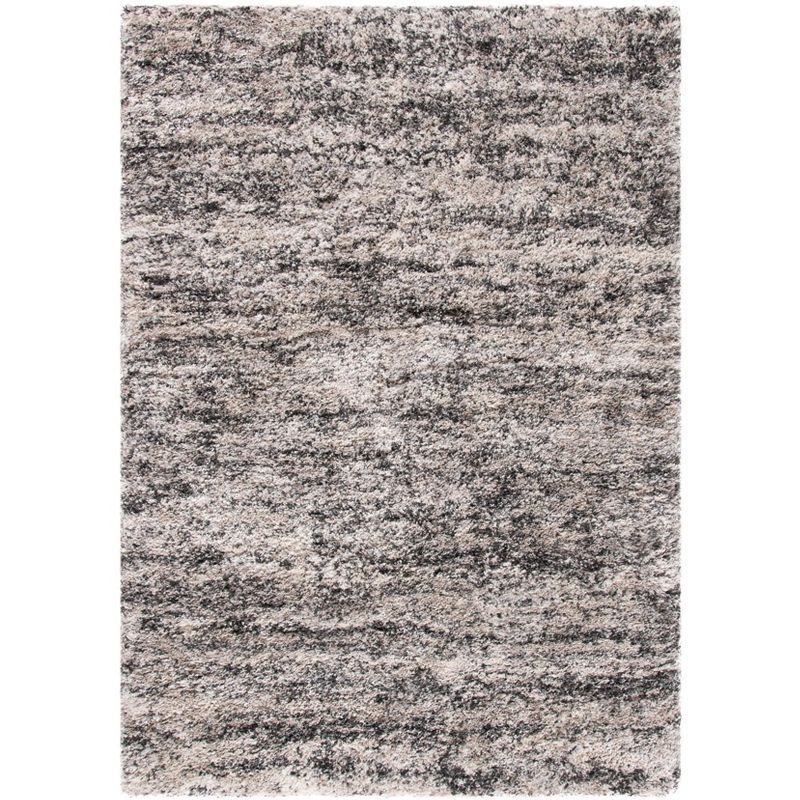 Gray Rectangular Shag Synthetic Area Rug