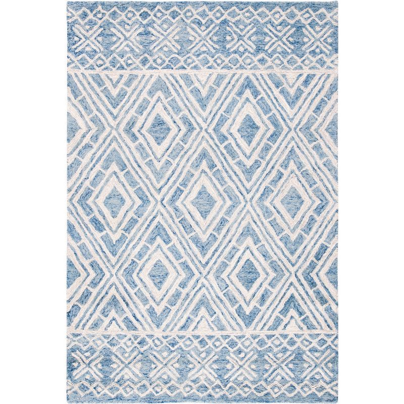 Elegant Blue Wool 4'x6' Hand-Tufted Rectangular Area Rug