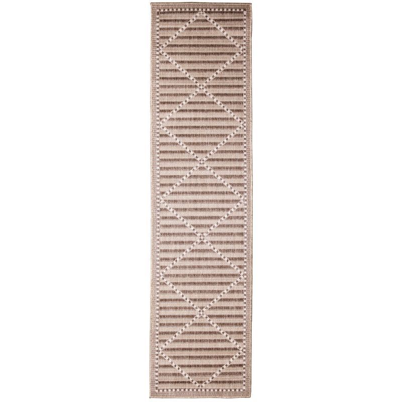 Malibu Beige and Ivory Diamond Flatwoven Indoor/Outdoor Runner Rug