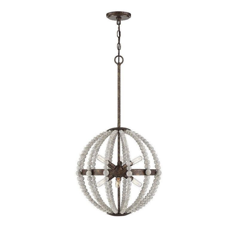 Desoto 6-Light Brushed Nickel Globe Pendant