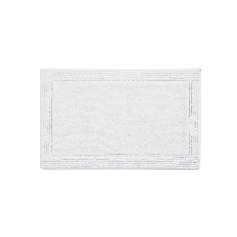 White Cotton Tufted Reversible Bath Rug 21" x 34"