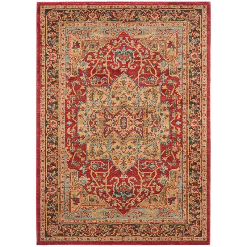 Natural and Navy Persian Style Short Pile Area Rug