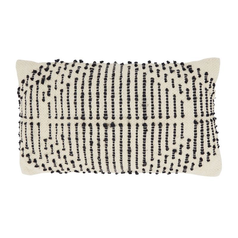 Black and White Diamond Pattern Woven Lumbar Pillow