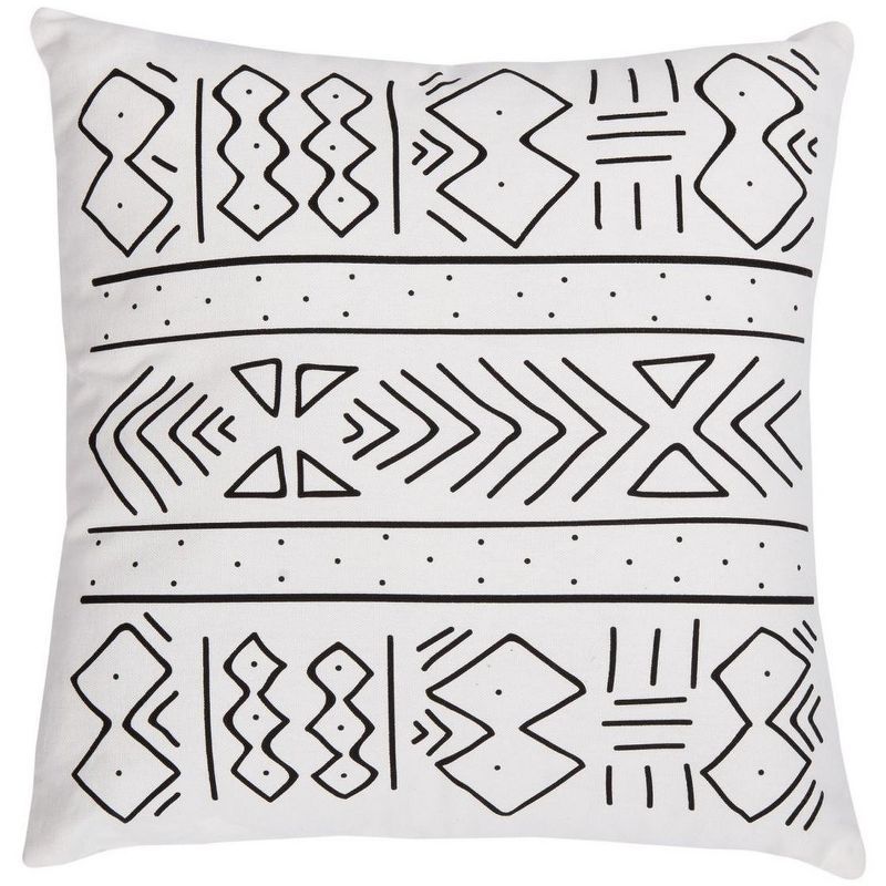 Kerra 18" Black and White Cotton Throw Pillow