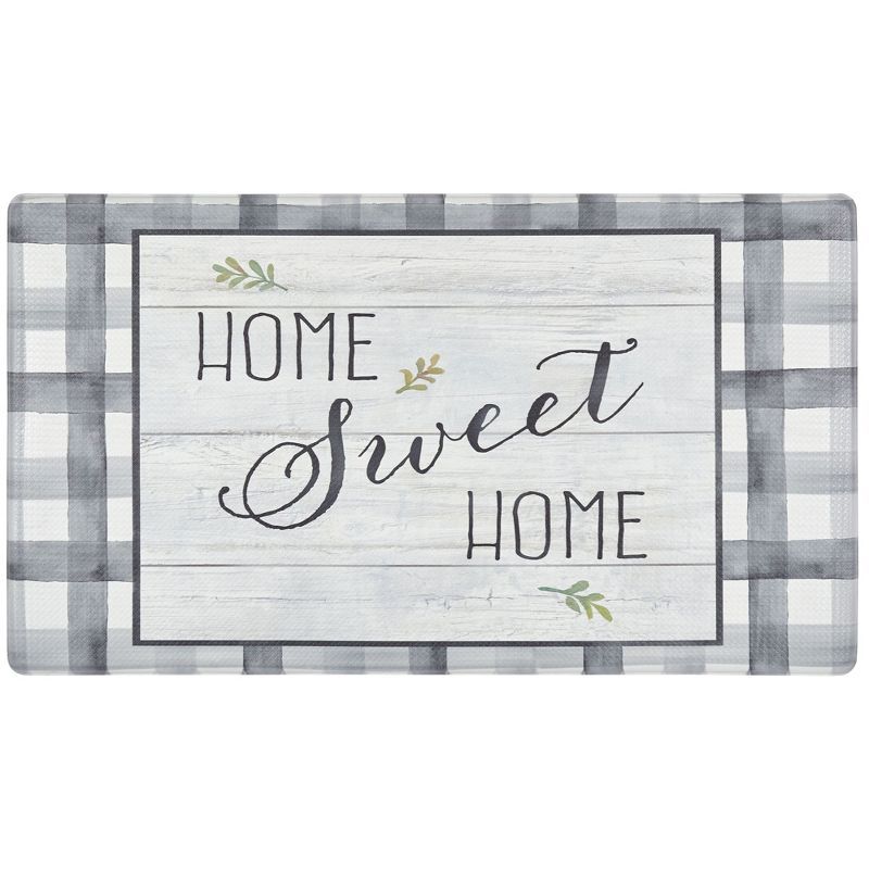 Home Sweet Home Grey Buffalo Check Anti-Fatigue Kitchen Mat