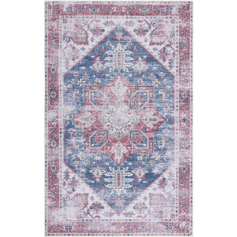 Tucson Traditional Red Synthetic 5' x 8' Machine-Washable Rug