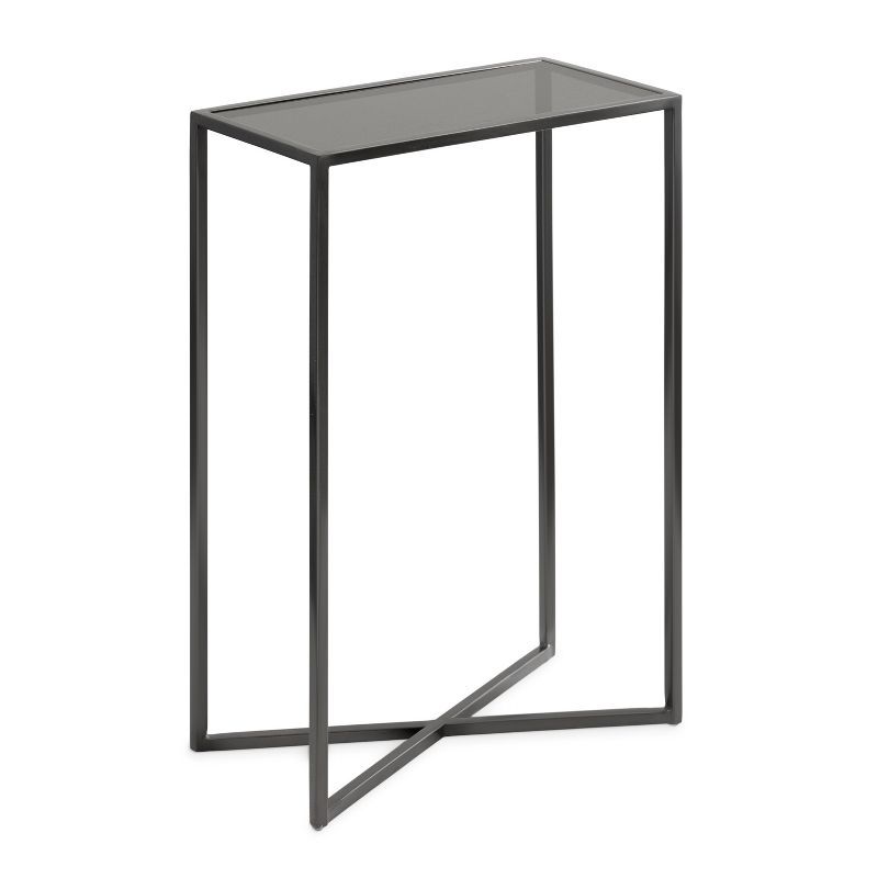 Jaspur Pewter Metal and Glass Rectangular Side Table