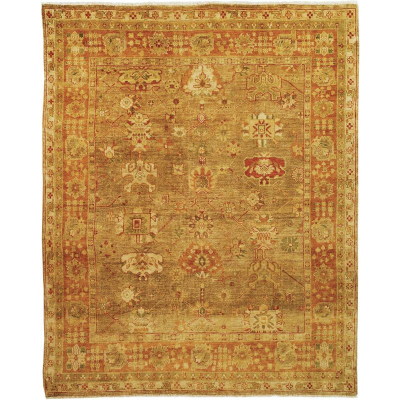 Beige & Rust Traditional Hand-Knotted Wool Area Rug 8' x 10'