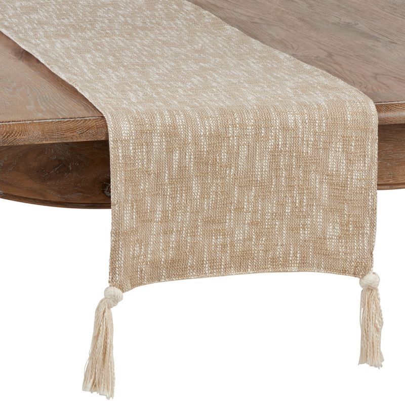 Natural Cotton Tasseled Table Runner, 16 x 72 in