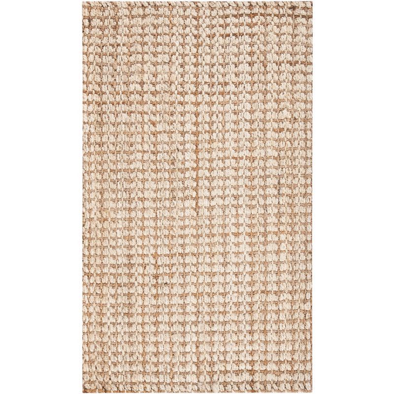 Ivory and Natural Handwoven Jute 3' x 5' Area Rug