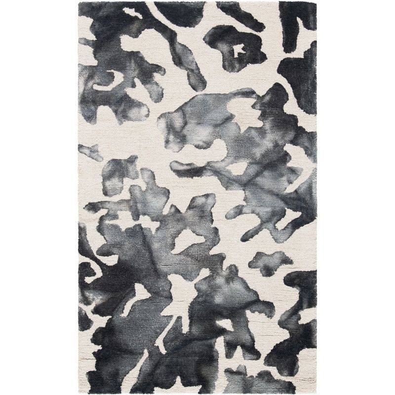 Hand-Tufted Artisanal Black Wool and Cowhide 3' x 5' Area Rug