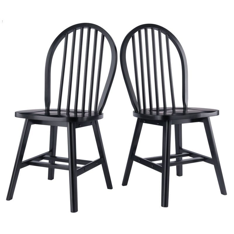 Winsome Black High Back Windsor Wood Side Chair Set