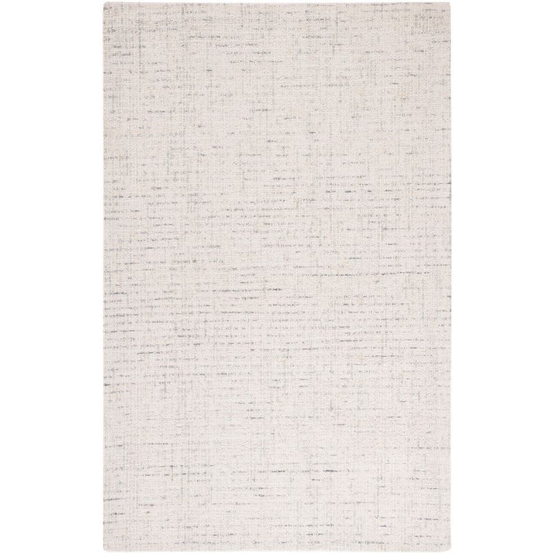 Ivory & Light Grey Handmade Wool Abstract Rug 4' x 6'