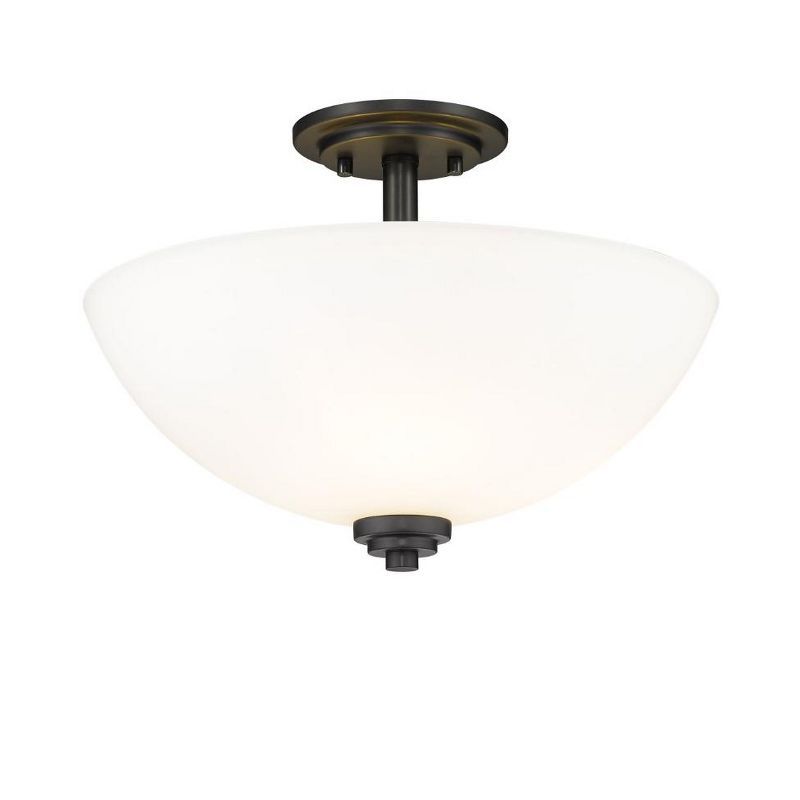 Ashton 11" Matte Black Dome Glass 3-Light Ceiling Fixture