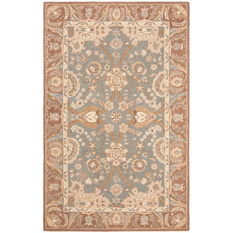 Teal and Camel Hand-Tufted Wool Traditional Area Rug