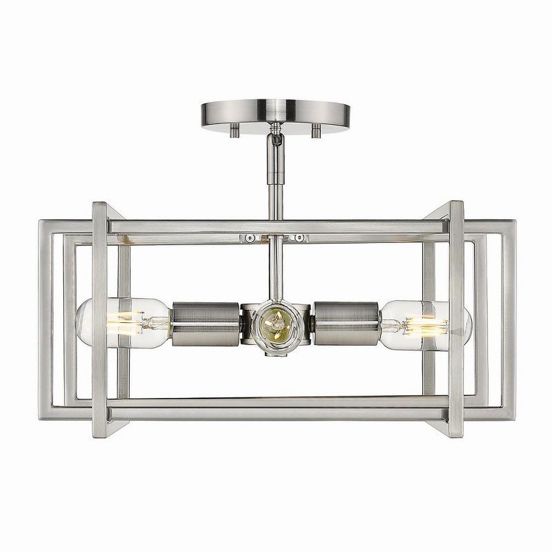 Tribeca Contemporary Pewter 16" Geometric Semi-Flush Light