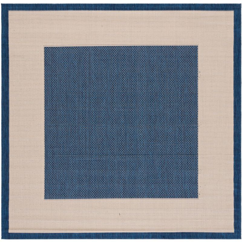 Navy and Beige Square Indoor/Outdoor Polypropylene Area Rug 4'x4'