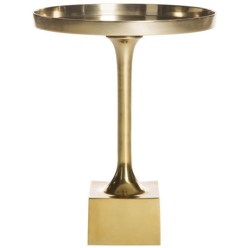 Corvus 16" Antique Brass Round Metal Side Table