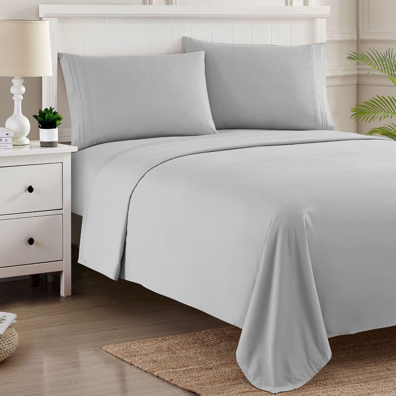 Queen Silver Ultra Soft Microfiber 4-Piece Sheet Set