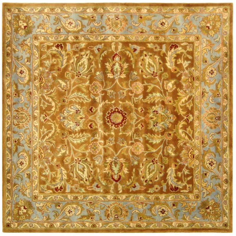 Elegant Traditions Hand-Tufted Wool Square Rug in Brown and Blue