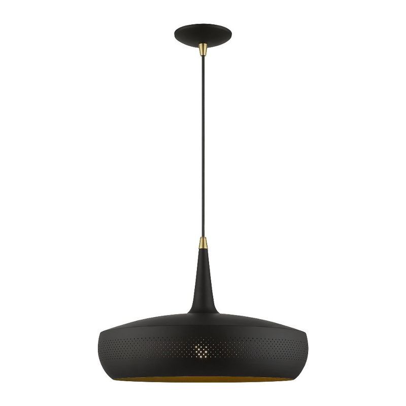 Banbury Modern Indoor/Outdoor Pendant - Black and Antique Brass with LED