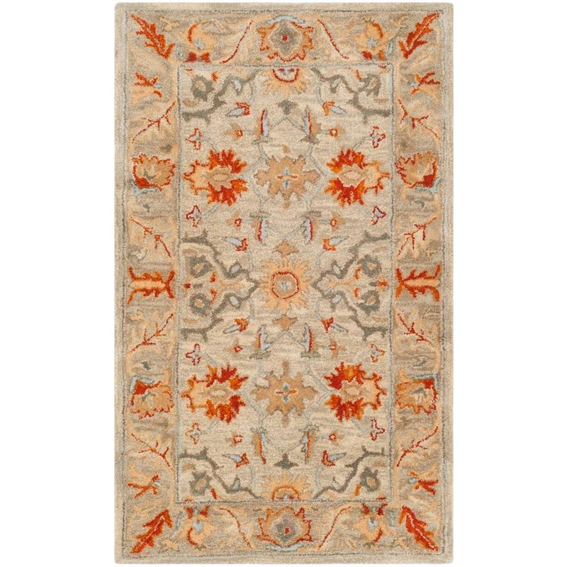 Elegant Antiquity Beige Wool 4' x 6' Hand-Tufted Area Rug