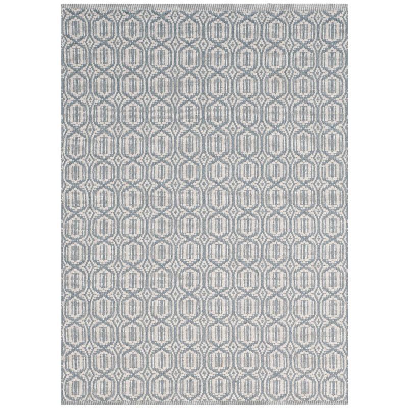 Casual Coastal Blue & Ivory Flat Woven Cotton Area Rug 3' x 5'