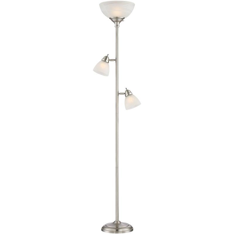 Ellery Brushed Nickel Torchiere Floor Lamp with Adjustable Side Lights