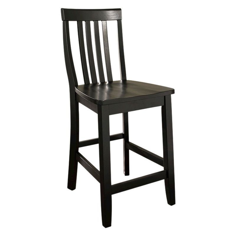 Black 24" Solid Wood School House Counter Stools, Set of 2