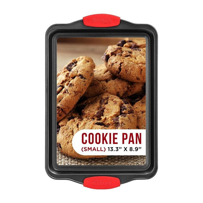 Small Nonstick Carbon Steel Cookie Sheet Pan with Red Handles