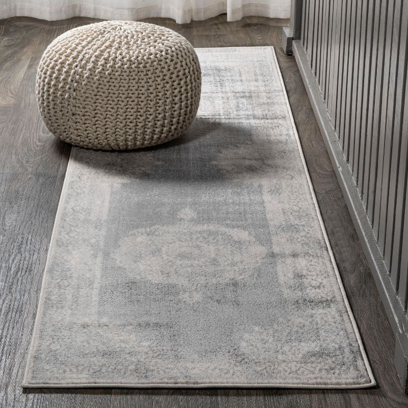 Rosalia Gray and Dark Gray Synthetic 2'3" x 10' Runner Rug