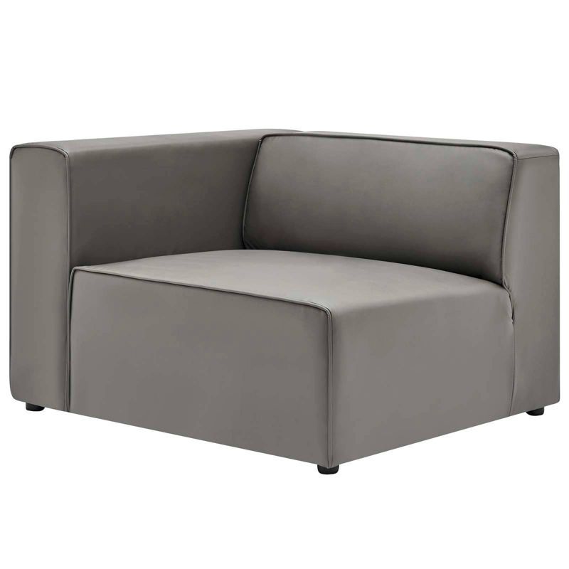 Expansive Gray Vegan Leather Left-Arm Lounge Chair