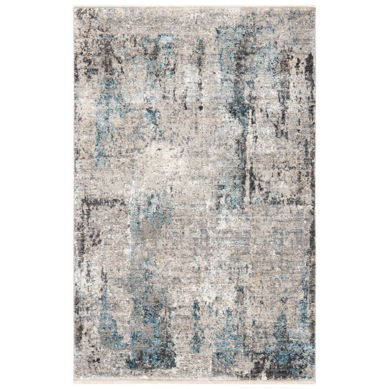 Gray and Blue Hand-Knotted Wool Area Rug