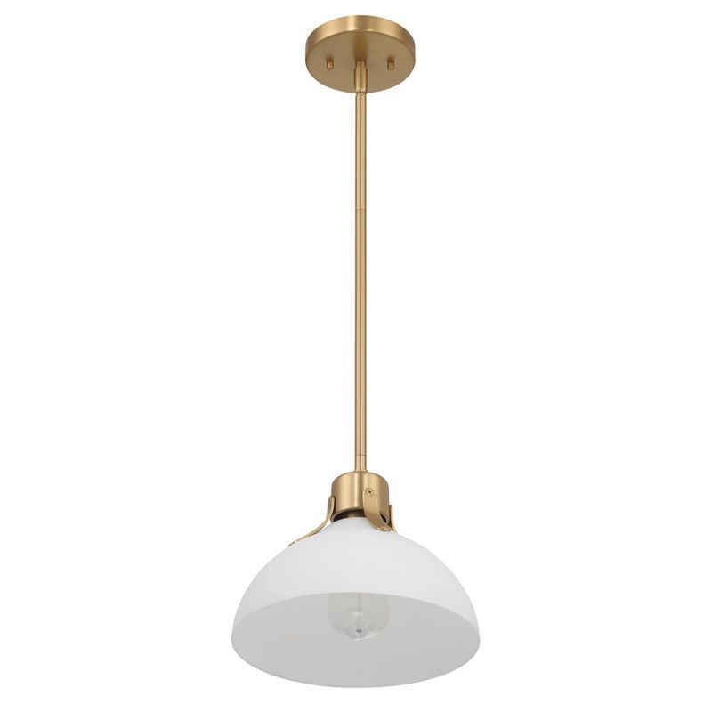 Gold and White Glass Dome Ceiling Light with Adjustable Height