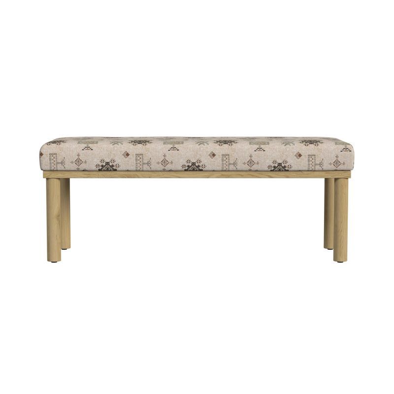 Oslo Cream Upholstered Bench with Natural Wood Legs