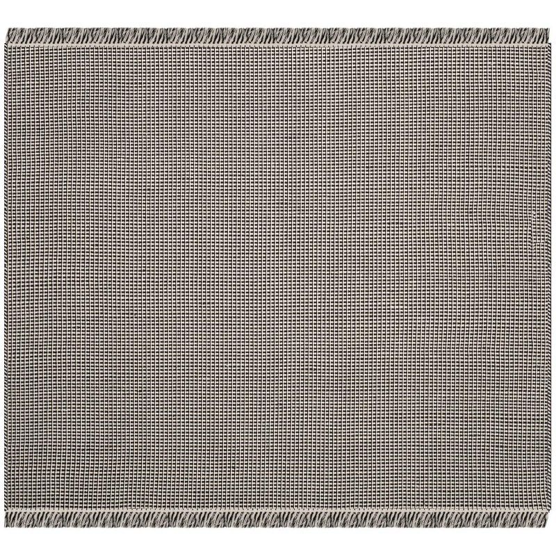 Coastal Charm 6' Square Ivory & Black Handwoven Cotton Area Rug