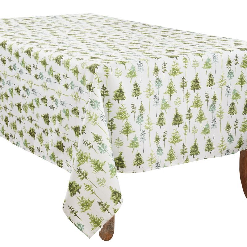 Winter Forest Trees Design Rectangular Fabric Tablecloth