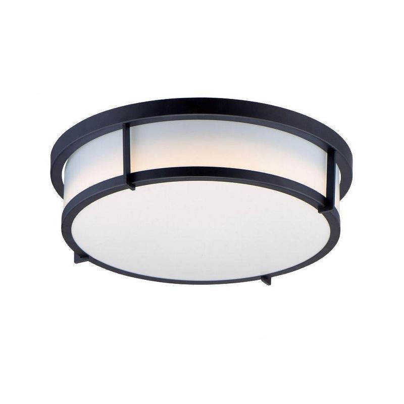 Rogue 13" Black and White Steel-Acrylic Flush Mount with Dimmable LED