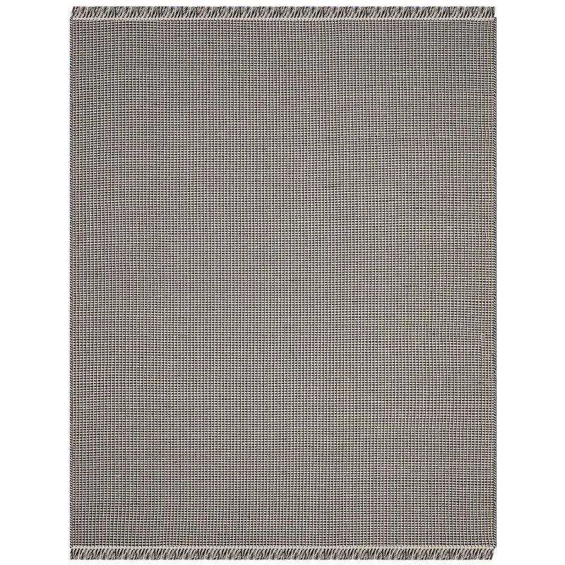 Ivory and Black Handwoven Cotton 8' x 10' Area Rug