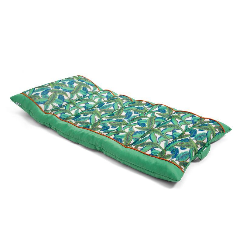 Green Tropical Palm Mesh Pool Lounger with Headrest