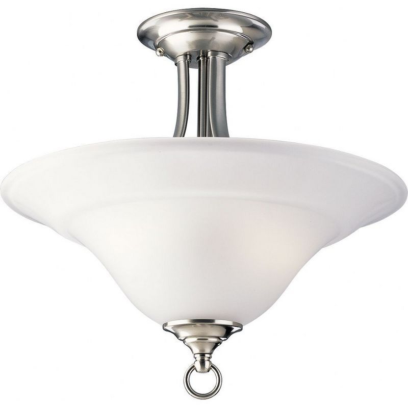 Trinity Brushed Nickel Semi-Flush Ceiling Light with Etched Glass Shade