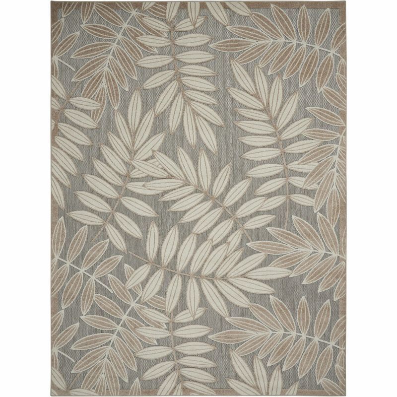 Natural 7' x 10' Flat Woven Stain-Resistant Indoor/Outdoor Area Rug