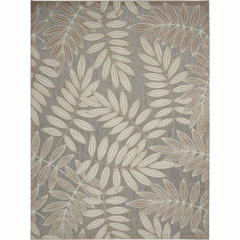 Natural Leaf Design Flat Woven Outdoor Area Rug