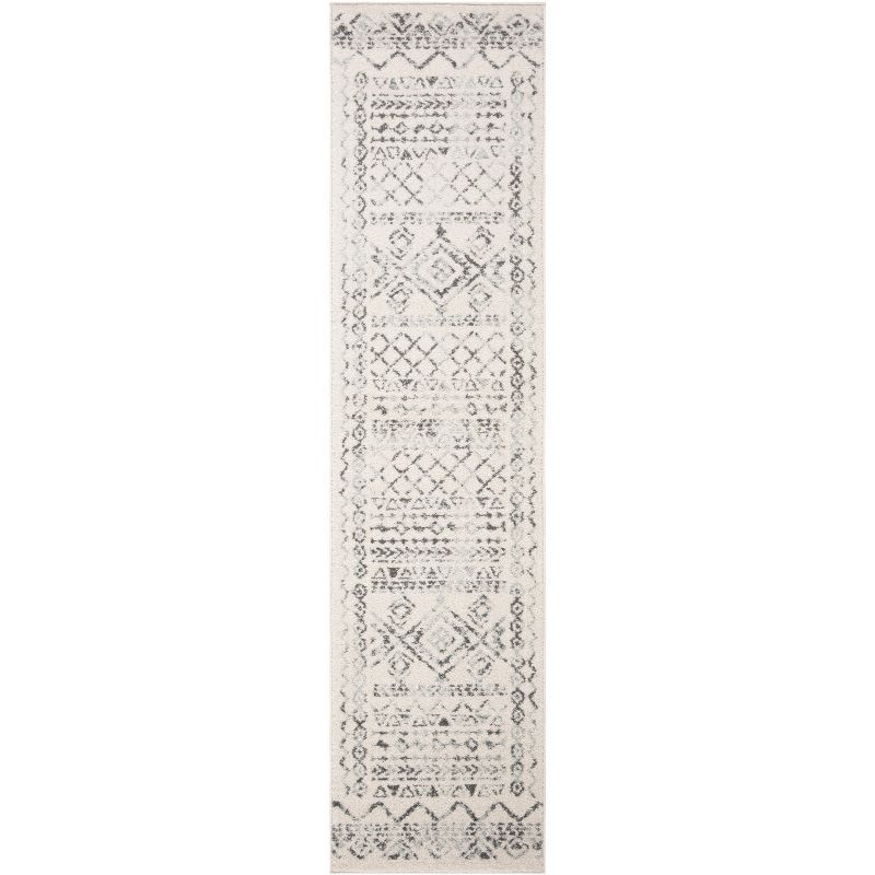 Ivory and Grey Synthetic Runner Rug, 2' x 21'